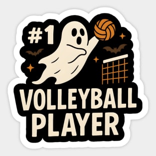 #1 Volleyball Player Ghost Halloween Graphic Sticker